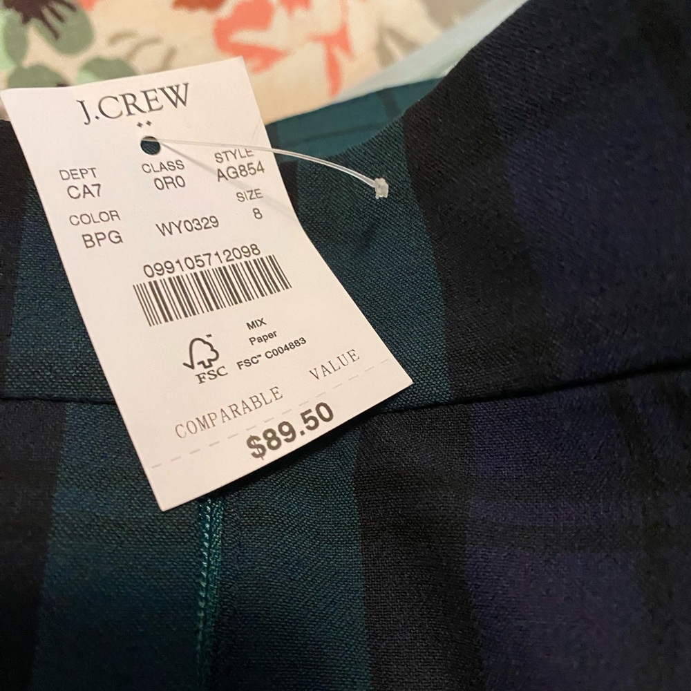 J. Crew Plaid Pants in Green and Blue - Picture 2 of 4